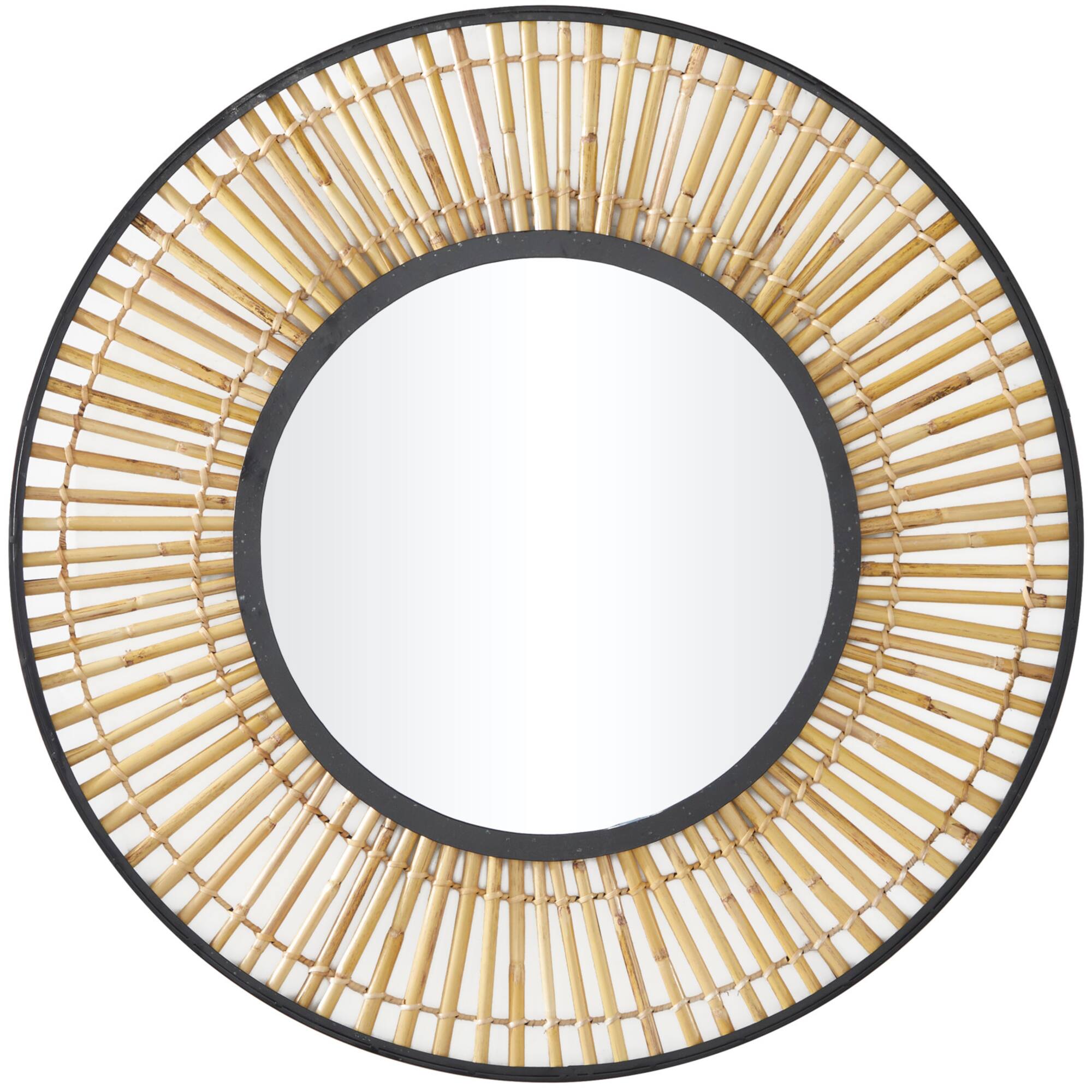 Brown Metal Handmade Weaved Frame Wall Mirror 28" x 1" x 28"